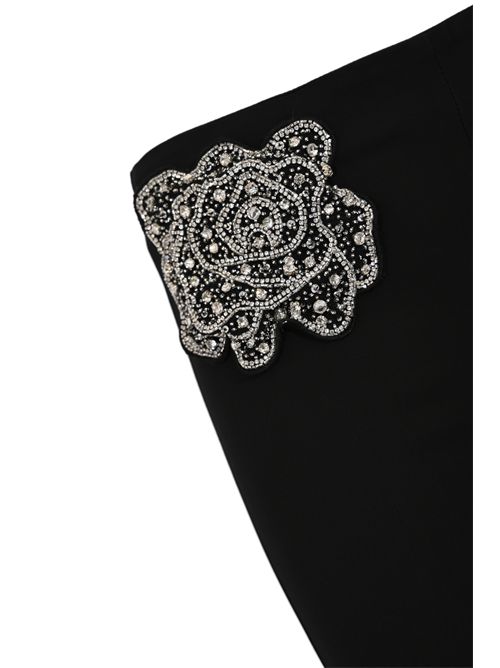 Pantaloni Cocomero in viscosa stretch con rose gioiello ricamate PINKO | 106445 A31PZ99